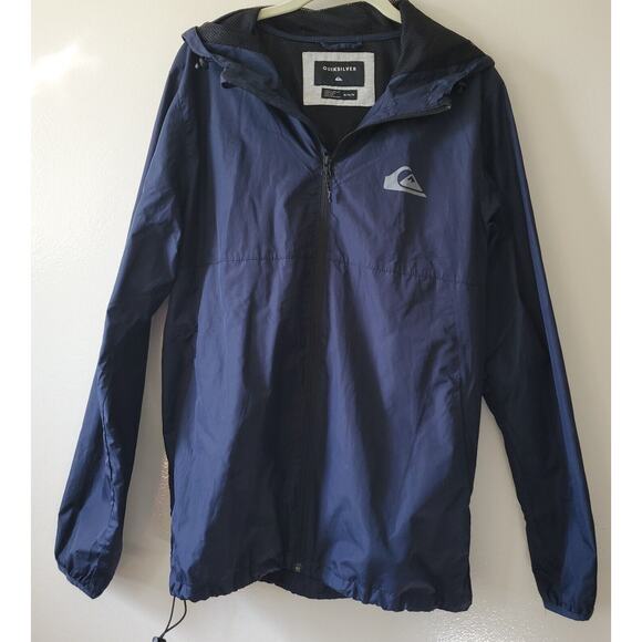 Rip Curl Mens Jacket M Blue Full Zip Hooded Rain Jacket Surf Skate Hike Fish - Picture 1 of 13